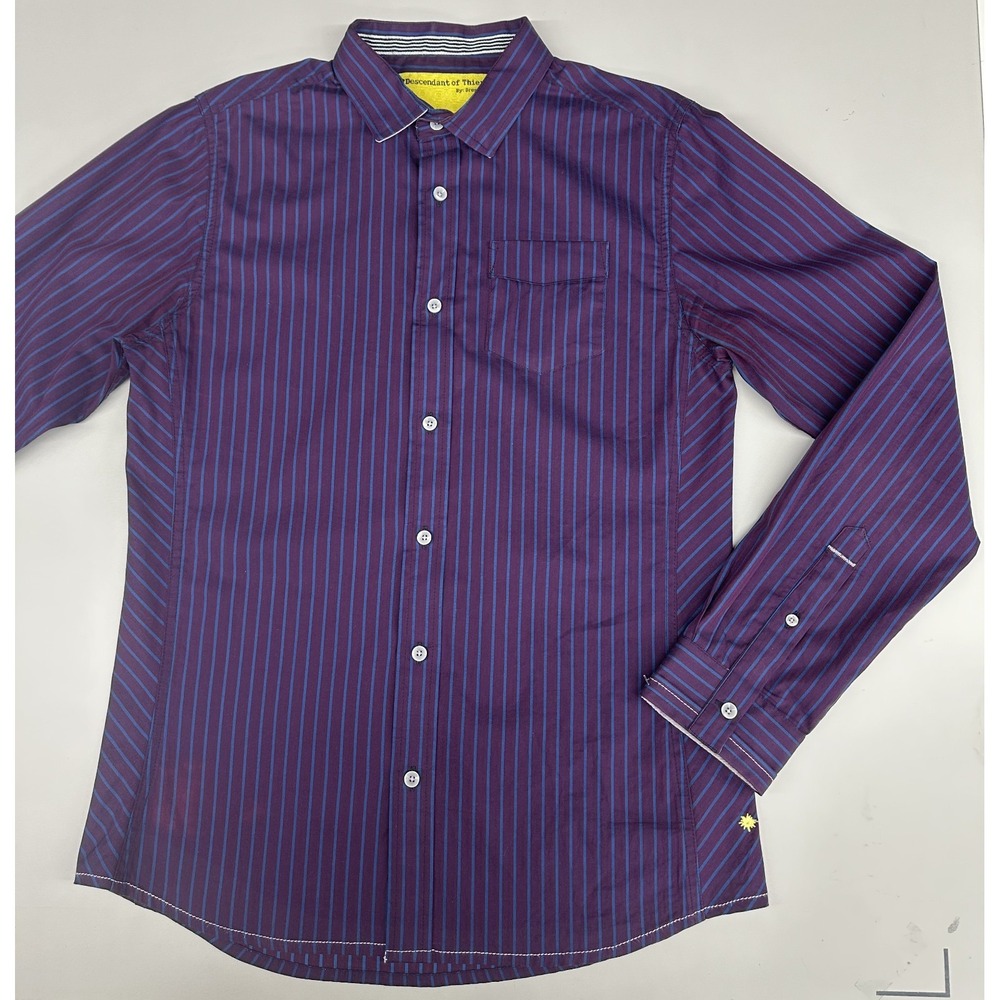 Descendant of Thieves By Dres Ladro Men's Button Down Purple Blue Stripe shirt